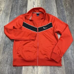 Nike Striker Track Jacket Mens Size Medium Red Black Lightweight Full Zip Swoosh